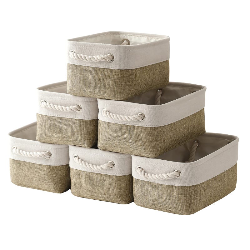 Sacyic Small Storage Baskets for shelves,Fabric Storage Baskets for closet,rectangular Collapsible baskets for organizing clothes,books,gifts - Image 1